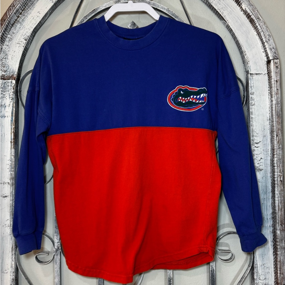 UF Florida Gators Colorblock Long Sleeve Spirit Shirt - Blue & Orange